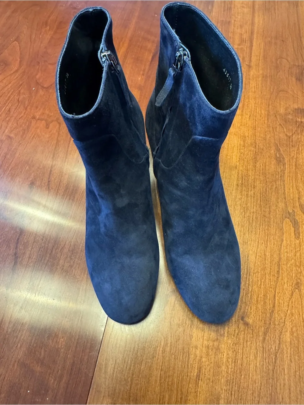 LK Bennett Navy Suede Block Heel Ankle Boots